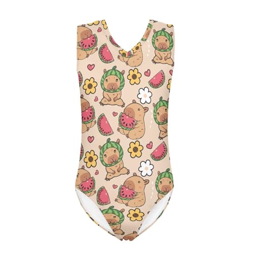 Image of Cartoon Pattern Kids Girls Bathing Suits One Piece Swimsuit Soft & Quick Dry, 5-14Years