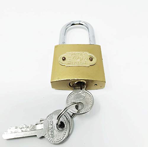 Excel Impex Brass Coated Padlock with Keys| Outdoor & Indoor Use| Tackle Boxes| lockers| Gates| Storage Locks- 38 MM with 3 Keys