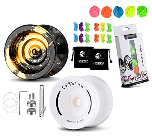 Magicyoyo N11 Metal Yoyo Professional, Plastic Yoyo K2 Crystal White, Dual Function Unresponsive&Responsive Pro Yo Yo For Kids/Adults, Bundles With Yoyo Strings Pack Of 25, Ideal Gift #TOP14