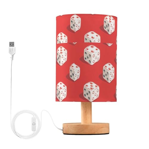 Lámpara de mesa roja patrón dados 3D 24.64 cm alto miniatura 1