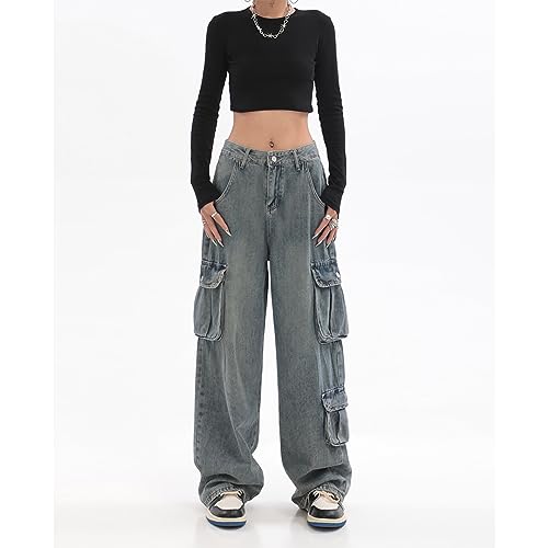 Vintage Baggy Jeans for Women Men Y2K Wide Leg Jeans Grunge Cargo Jeans Pants Harajuku Vintage 90s Streetwear2