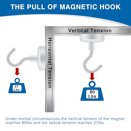 image for LOVIMAG Cruise Essentials, 80lbs Magnet Hooks for Cruise Cabin, Blue M