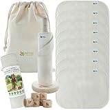Paperless Paper Towels, 10-Pack Organic Cotton Reusable Paper Towels Washable Roll on a Holder, Wash