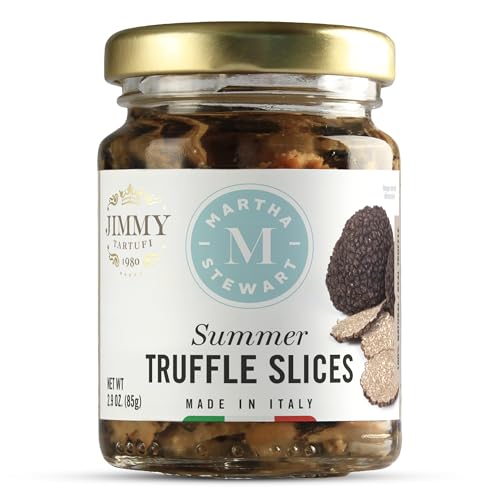 Martha Stewart & Jimmy Tartufi Summer Black Truffle Slices 2.9 oz Jar (Pack of 1) - Truffle Mushrooms in Sunflower Oil, Made in Italy - No Preservatives, Colorants, Added Sugar - Gourmet Italian Food