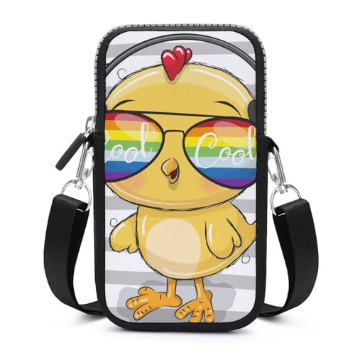Sac bandoulière de téléphone portable en poussin de dessin animé pour femme et homme