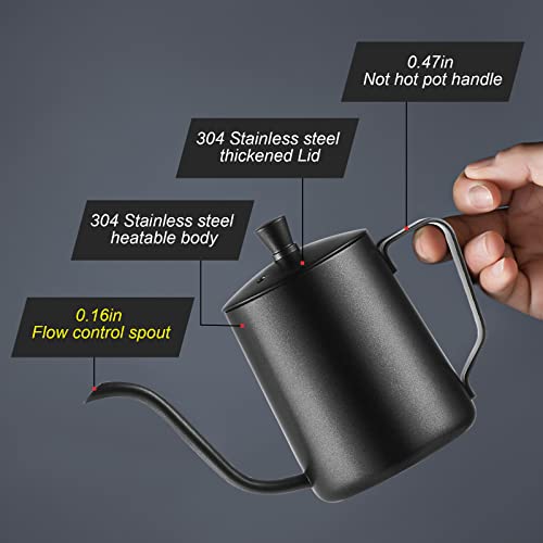 Paracity Pour Over Kettle Gooseneck Spout Coffee Tea Pot 12Oz With Lid, Hanging Ear Hand Blunt Long Narrow Drip Cup For Coffee Maker Carafe, Camping Coffee Pot For Travel Coffee Maker Outdoor #TOP3