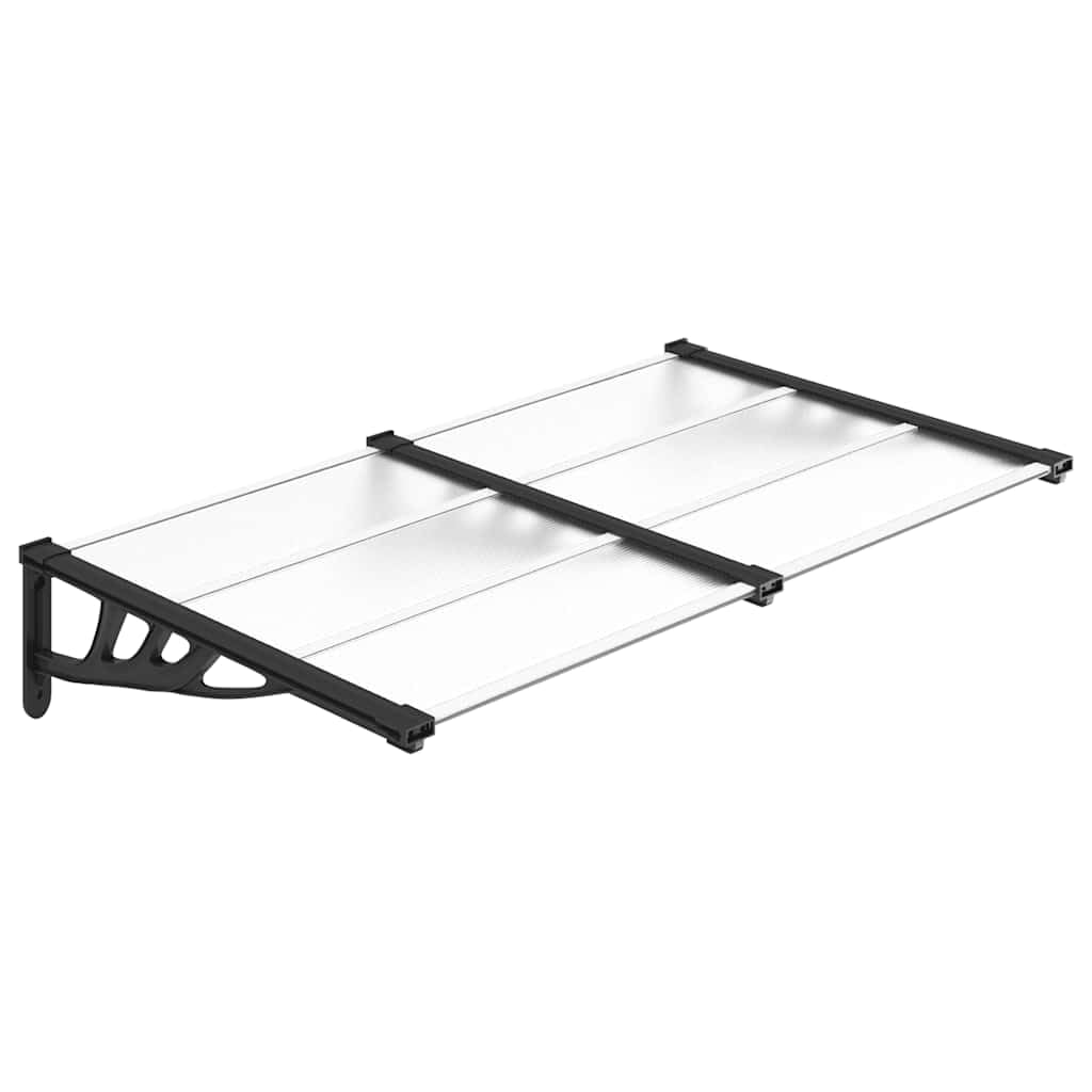 vidaXL Türvordach Überdachung Haustür Pultvordach Türdach Haustürvordach Haustürdach Vordach Regenschutz Schwarz Transparent 152,5x90cm Polycarbonat