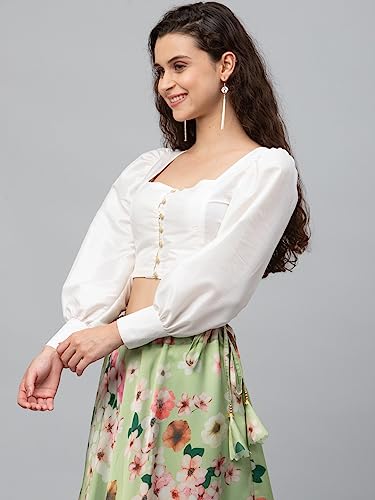 Image of studio rasa Chroma Button Down Shirt Style Blouse Crop Top for Women Girls Casual Party