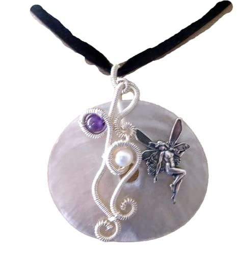 Pendentif nacre féerique bijou anti-ternissement pour peaux sensibles