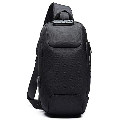 La Bolsa de Mensajero antirrobo Multifuncional del USB, Bolso Ocasional Impermeable del paño de Oxford para el Bolso del Pecho de Ozuko