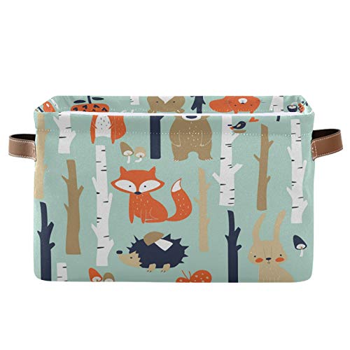 MoonTour - Cesta de almacenamiento plegable con asas de piel, para estanterías, juguetes, 2 unidades