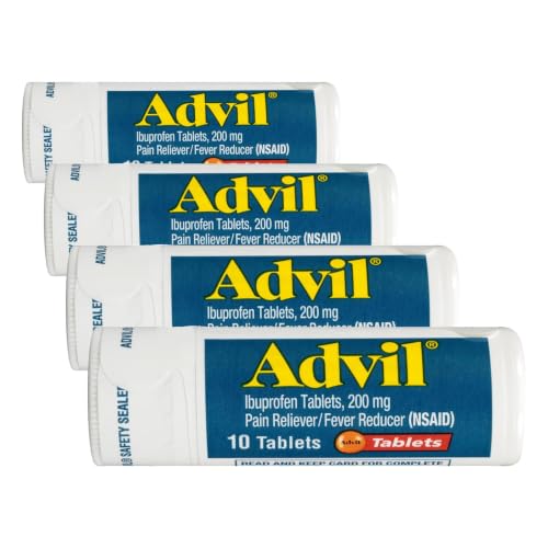 Image of Advil Pain Reliever and Fever Reducer, Relief Medicine with Ibuprofen 200mg for Headache, Backache, Menstrual and Joint Pain Relief - 10 Coated Tablets (Pack of 4)