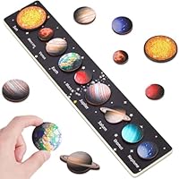Solar System Planet Puzzle, Wooden Space Puzzle Toys for Kids, Interactive Solar System Learning Toy, Fun Space Exploration Gifts for 3-7 Year Old Boys and Girls, Birthday or Classroom Pool Toy