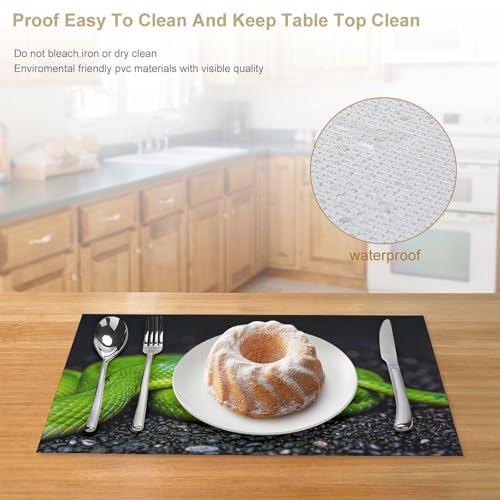 Sets de table Green Snake en PVC lavable x6 pour repas chic - 5