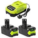 Powarobor 2-Pack 5.5Ah Lithium-Ion Battery and P117 Charger Combo for Ryobi 18V ONE+ - Compatible with P108/P102/P103/P104/P105/P106/P107/RB18L40/RB18L50/RB18L15, Works with Ryobi 18V Cordless Tools