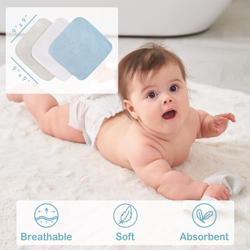 Image of Viviland Baby Towels and Baby Wash Cloths Set Hooded Baby Towels Baby Wipes Absorbent Bath Face Towels Burp Cloths or Face Towels for Girl Boy 6-Pack Size 28 x 28 Inch(Dinosaur)