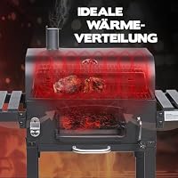 TAINO HERO XL BBQ Smoker GRILLWAGEN Holzkohle Grill Grillkamin Standgrill Räucherofen Zubehör – Ansicht 7