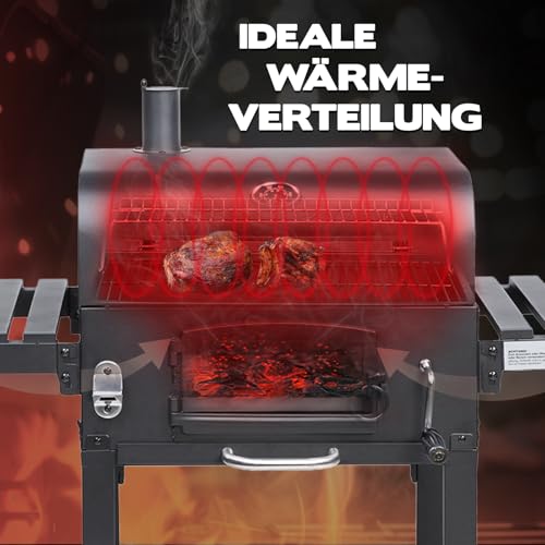 TAINO HERO XL BBQ Smoker GRILLWAGEN Holzkohle Grill Grillkamin Standgrill Räucherofen Zubehör