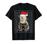 Photo Gallery ferret wearing santa hat xmas lights ferret ugly christmas maglietta Photo Gallery ferret wearing santa hat xmas lights ferret ugly christmas maglietta