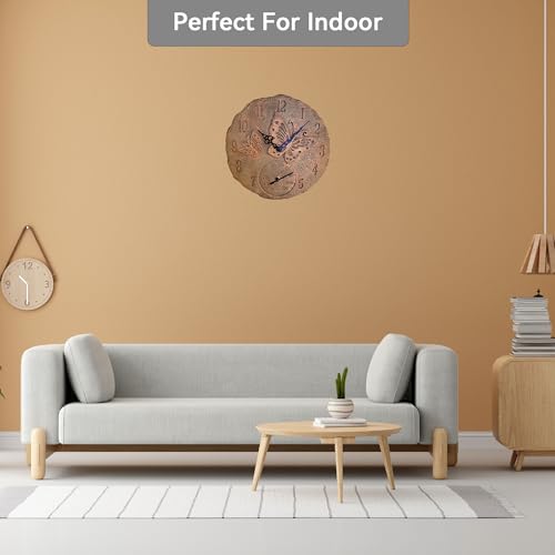 Lily's Home Hanging Wall Clock, Includes a Thermometer, Ideal for Indoor and Outdoor Use, Wonderful Housewarming Gift for Friends, or for Any Butterflies Lovers, Polyresin by Lily's Home - Image 4