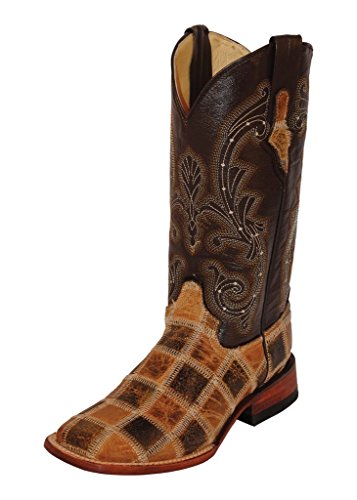 Image of Ferrini Women's Patchwork 1 Western Boot,Chocolate,9 B US