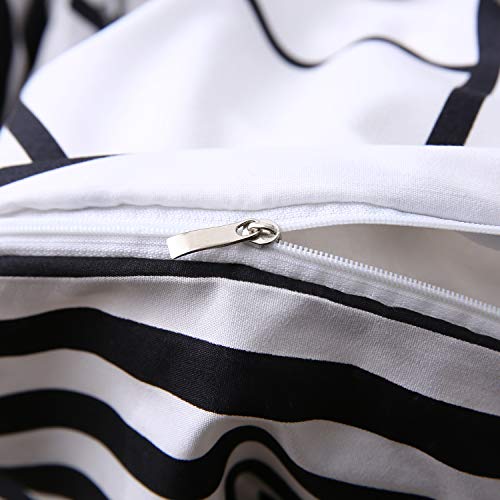 Black And White Triangle Duvet Cover Set Twin Geometric Modern Pattern Printed Scandinavian Pattern 3 Pieces Diamond Bedding Stripe Duvet Cover Sets With Zipper Closure 4 Corner Ties No Comforter #TOP4