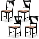 NAFORT Wood Dining Chairs Set of 4, High Back Kitchen Chairs with Solid Rubber Wood Legs, Non-Slip Foot Pads, Max Load 300 Lbs, Farmhouse Seat Dining Room Chairs