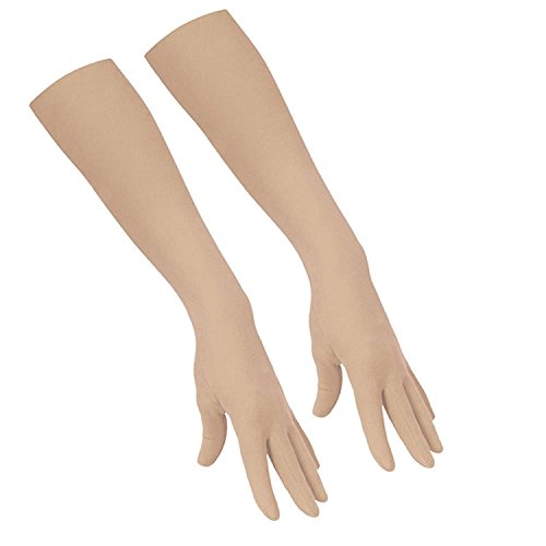 Image of Men's and Women's Cotton Full Hand Gloves for Sun Protection Bike Riding (Beige, Free Size) full Length Above Elbow GLoves