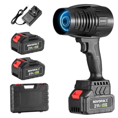 NovorikX 20V Cordless Mini Turbo Snow Blower, 30000RPM Handheld Snow Blower with 2 X 3.0Ah Batteries & Charger, Ultra-Light, 55m/s for Car/Lawn/Garage Cleaning and Snow Removal (2Battery Set)