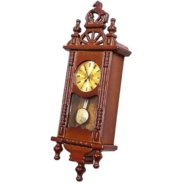 Zunate миниатюрные маятниковые часы в масштабе 1 12 старинные маятниковые часы для кукол расписанные вручную мини-настенные часы для украшения дома BROWN