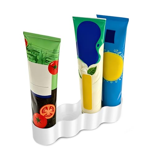 Porta Tubi Frigo Organizer per 4 Tubi, Porta Tubetti Cucina Salvaspazio