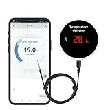 WiFi Temperature Sensor with Waterproof External Probe,Tuya Smart Temperature Monitor with Backlight LCD Display,Rechargeable Battery,Remote Monitor for Freezer, Refrigerator, Fish Tank