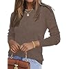 Rapbin Strickpullover Damen Pullover Herbst Winter Leicht Rundhals Tops Elegant Langarm Pulli Casual Weich Oberteile Sweatshirt Coffee M