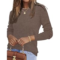 Rapbin Strickpullover Damen Pullover Herbst Winter Leicht Rundhals Tops Elegant Langarm Pulli Casual Weich Oberteile Sweatshirt Coffee M
