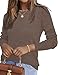Rapbin Strickpullover Damen Pullover Herbst Winter Leicht Rundhals Tops Elegant Langarm Pulli Casual Weich Oberteile Sweatshirt Coffee M
