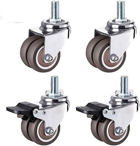 Roulettes pivotantes caoutchouc M12 kit de 4 roues pour meuble charge lourde