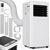 LIFERUN Mobiles Klimagerät, 4in1, Kühlen, Entfeuchten, Ventilieren, Staubfilter, 9000BTU/h 2,6kW, Mobile Klimaanlage mit Abluftschlauch, Fernbedienung, 24H-Timer, Schlafmodus, für Räume bis 31 m²