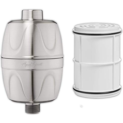 Shower Water Filter + Extra Cartridge - Universal Home Showerhead Filters With Activated Charcoal To Remove Chlorine And Hard Minerals + 1 Extra Replacement Cartridge - Brushed Nickel #TOP14