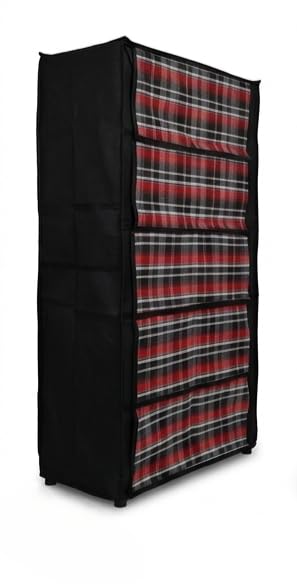 Shoe Rack Fabric Cover Only for 5 Layer Rack | Dustproof Flap Cover| Replacement Washable | Portable Shoe Organizer cover only for 5 shelf (Red)-image-24