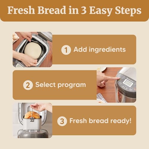 Image of Elite Gourmet EBM8103SS Bread Maker, 3 Sizes, 19 Functions, Stainless Steel | Programmable 2 Lb Automatically Bakes Gluten-Free, White, Wheat, Rye, French and More Loaf Types at Home