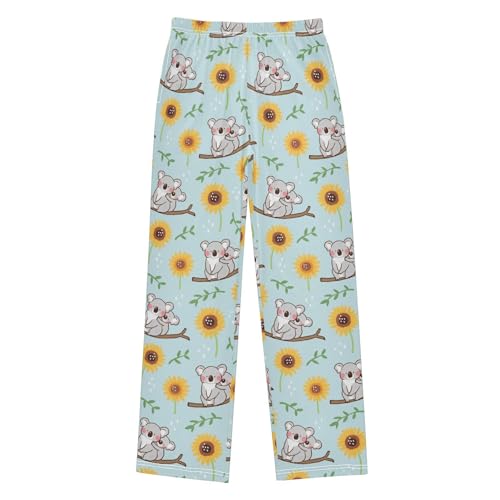 Koala Sunflower Boys Long Pants Soft Trousers Elastic Waist Kids Lounge Bottoms with Pockets S-XL