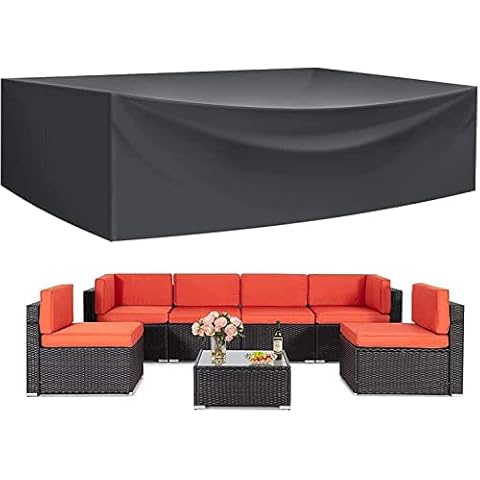Wanocean Garden Furniture set Covers, Outdoor Patio Furniture Cover Waterproof 420D Oxford Anti-UV Tear-Resistant Rectangular Rattan Furniture Covers 300x300x98cm Cover