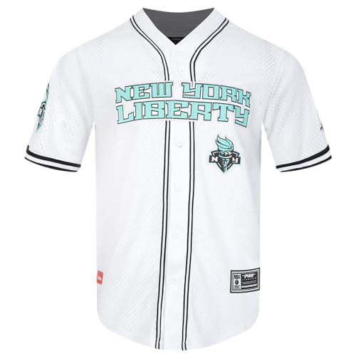 Pro Standard Mens Wnba New York Liberty Mesh Button Down Top White/Black/White Large