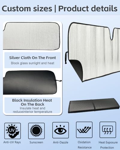 Image of Windshield Sun Shade for Jeep Wrangler TJ JK JL & Gladiator JT 2 /4 Door | No Pattern Sunshade | UV Blocking Sunshade for Jeep Wrangler Heat Shield Accessories
