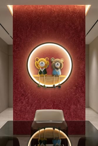 Image of LED Ring Wall Light with Shelf Display | Tri Color LED Decorative Wall Lamp | Cute Accent Light for Bedroom, Kids Room & Living Space