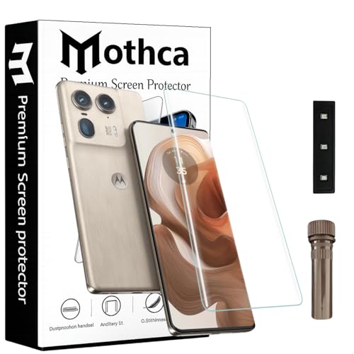 Image of Mothca Curved UV Tempered Glass Screen Protector for Moto Edge 50 Ultra | Transparent | Pack of 1 | Full Screen Coverage with UV Installation Kit
