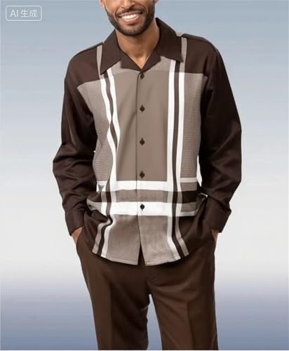 Men's Long Sleeve 2 Piece Dress Shirts and Pants Suits Fall Winter Formal Walking Suits for Night S-5XL2