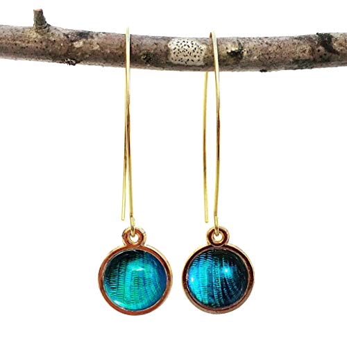 Product Image of the Real butterfly wing jewelry Green dragonfly earrings for women dangling threader drop Insect gifts for adults Cool stocking stuffers