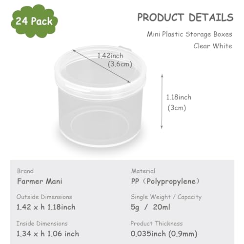 Image of 24 PCS Clear Round Plastic Organizer Box (1.42 x 1.18 inch), Clear Storage Box Round Organizer for Small Items and Other Craft Projects, Bead Rings Jewelry-Capacity 0.67 oz