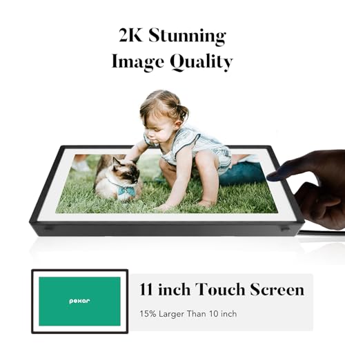 pexar by Lexar WiFi Digital Picture Frame 11″ | Yahoo Tech Best Tested Frame 2025 | 2K Resolution Ultimate Clarity, Anti-Glare Touch Stunning Screen for Gifting, Share Photos/Videos via APP